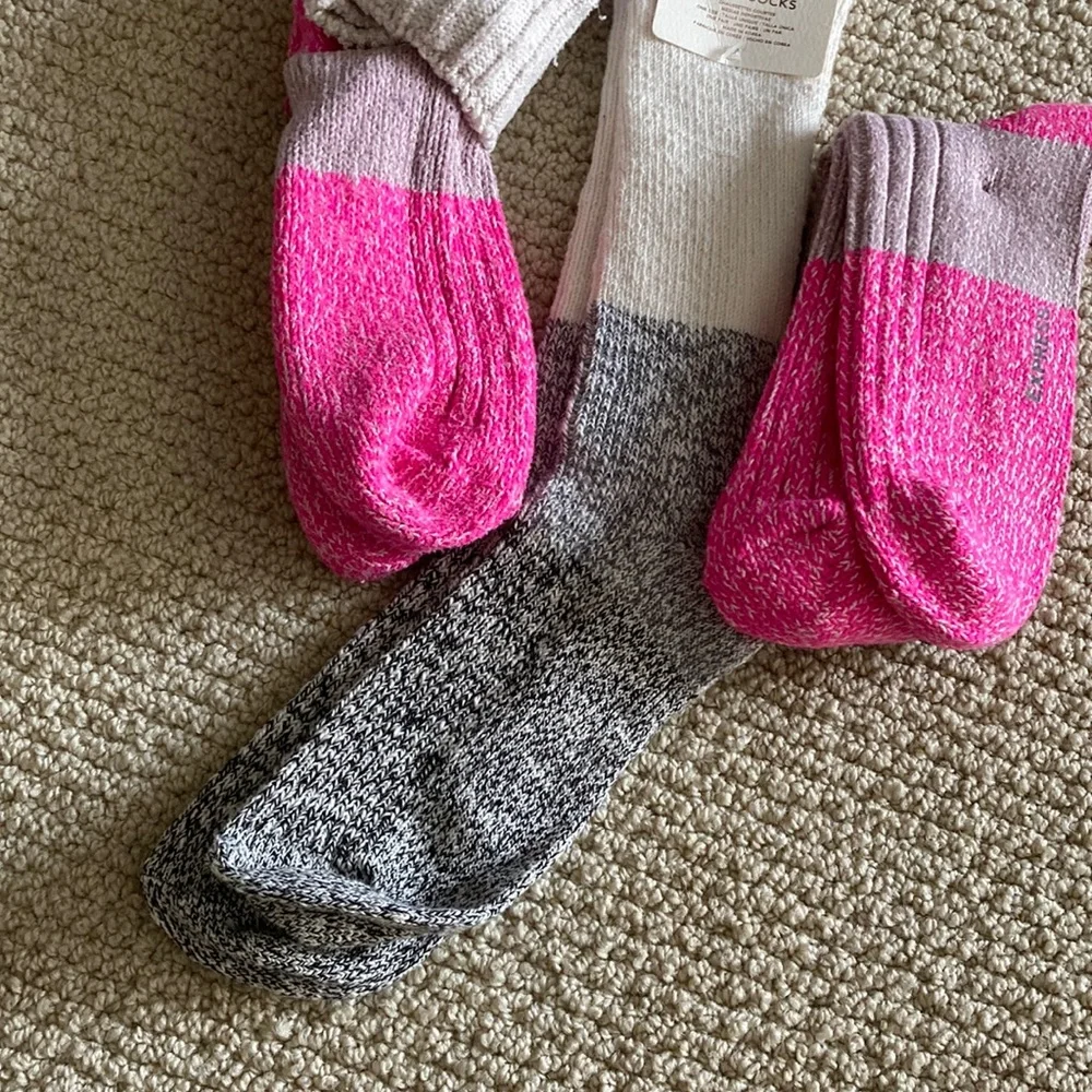 NEW Express American Eagle Crew Socks Long Color Block Knitted Bundle 3 Count